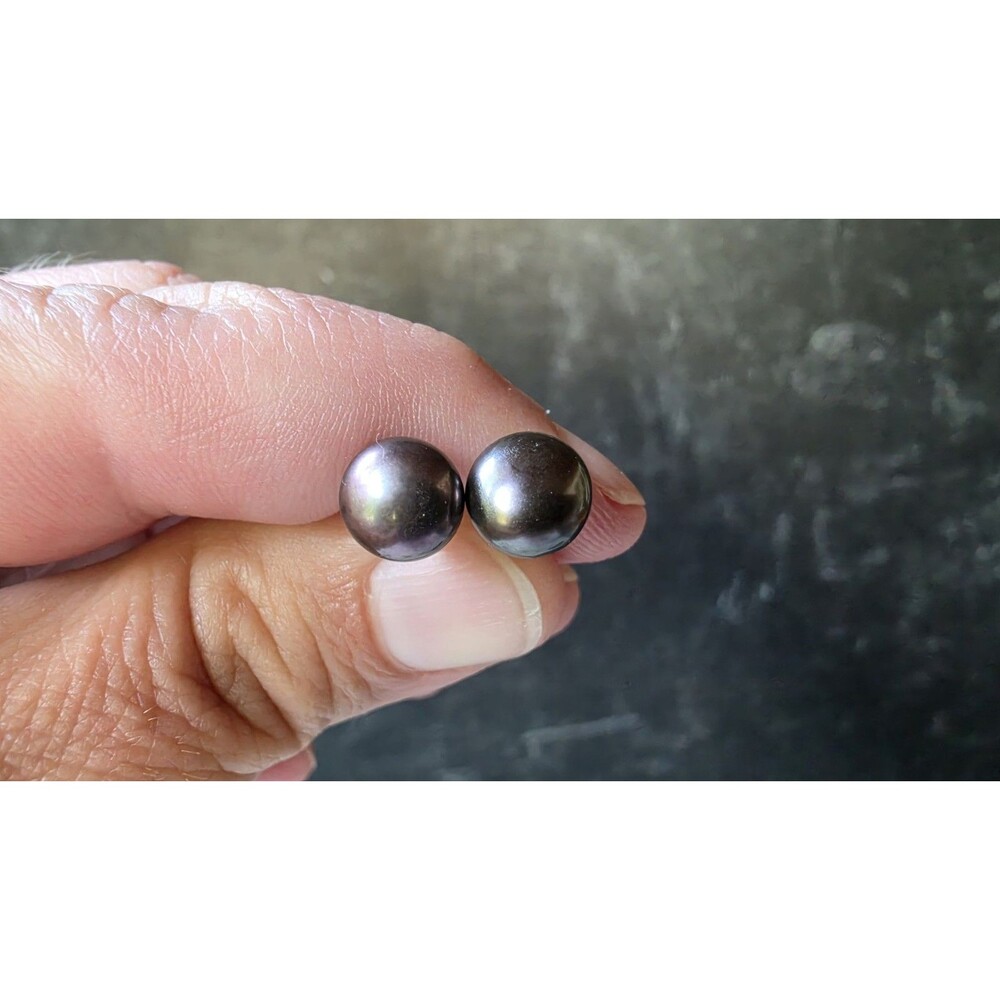 925 Sterling Silver Purple Pearl Stud Earrings Vintage READ Description